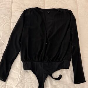 NBD Deep V Black Bodysuit